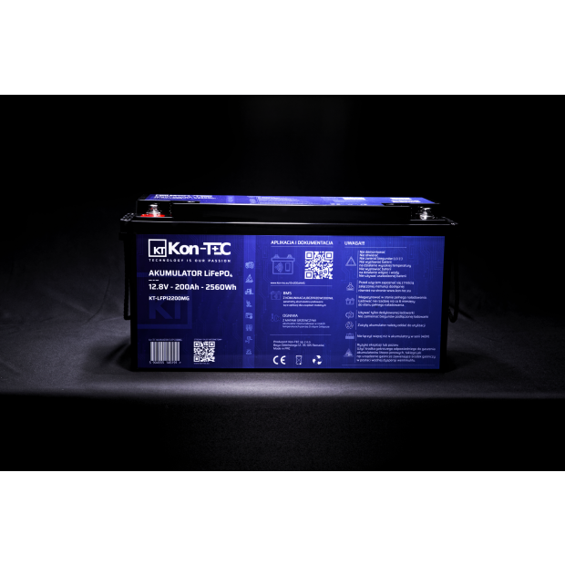 Akumulator LiFePO4 12V (12,8V) 200Ah Kon-TEC Maty grzewcze komunikacja bezprzewodowa 12000 cykli