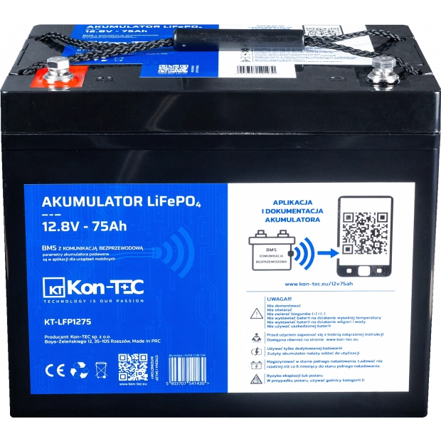 Akumulator LiFePO4 12V (12,8V) 75Ah Kon-TEC
